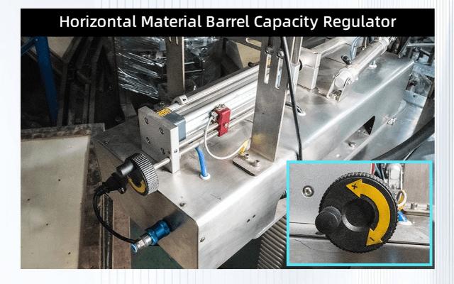 2.HorizontalMaterialBarrelcapacity RequlatorThe filling capacity can be adjusted by the turntable, with arange of approximately 3 to 100 gram.jpg